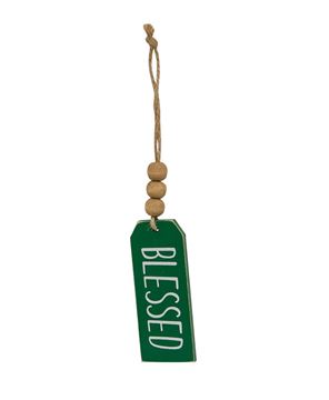 Picture of Blessed or Lucky Green Wooden Tag, 2 Asstd.