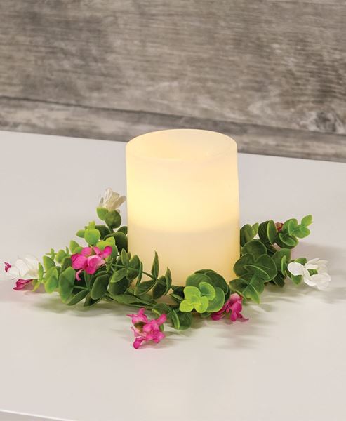 Pink & White Paper Flower Candle Ring, 3