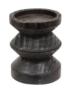 Picture of Black Wooden Pillar Candle Holder, 4.75" Tall