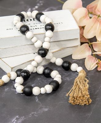 Picture of Black & White Wooden Bead Garland, 32.5"