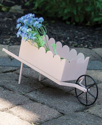 Picture of Pink Scalloped Metal Wheelbarrow