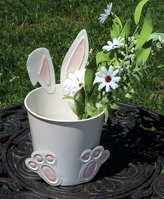 Picture of White Easter Bunny Metal Bucket