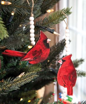 Picture of Wooden Cardinal Beaded Ornaments, 2 Asstd.