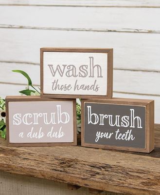 Picture of Farmhouse Colors Bathroom Sayings Box Sign, 3 Asstd.