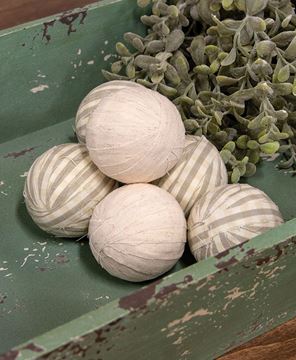 Picture of Natural Striped Rag Balls, 6/Set