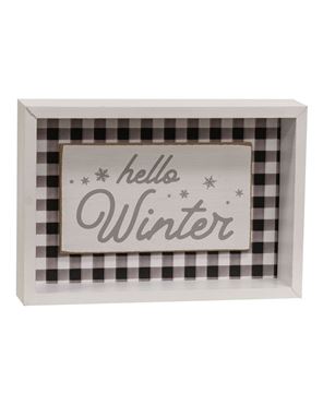 Picture of Hello Winter Buffalo Check Shadowbox Sign
