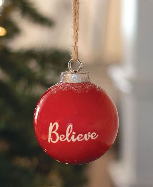 Picture of Red Ceramic Believe Ornament