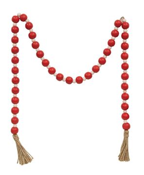 Picture of Red & White Bead Garland w/Tassel