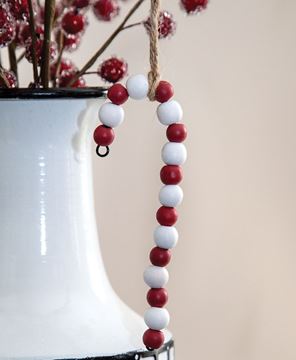 Picture of Wooden Bead Candy Cane Ornament