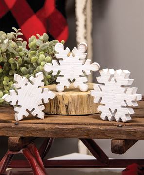 Picture of Distressed Wooden Snowflake Sitter, 3 Asstd.