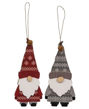 Picture of Layered Wooden Sweater Gnome Ornament, 2 Asstd.