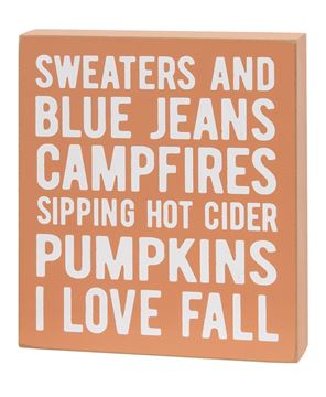 Picture of Sweaters and Blue Jeans Box Sign with Hello Pumpkin Easel, 2/Set