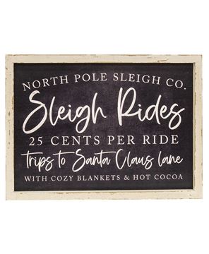Picture of North Pole Sleigh Rides Wooden Sign