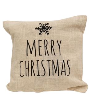 Picture of Merry Christmas Snowflake Natural Pillow