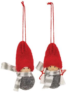Picture of Mini Winter Scarf Wooden Doll Ornament, 2 Asstd.