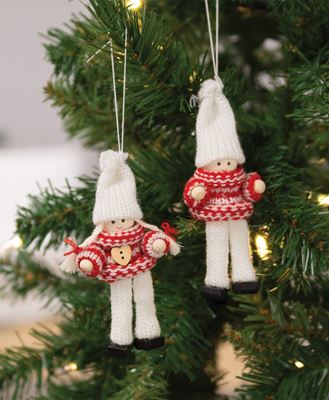 Col House Designs - Wholesale Mini Snowflake Stitched Wooden Doll Ornament,  2 Asstd.