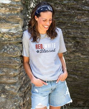 Picture of Red, White & Blessed T-Shirt, Heather Gray
