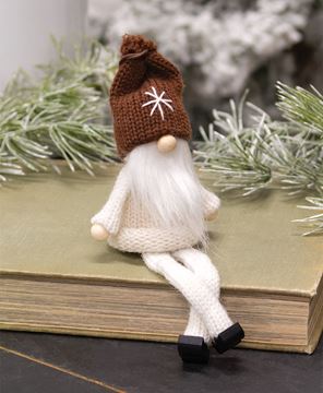 Picture of Mini Brown/White Snowflake Wooden Gnome