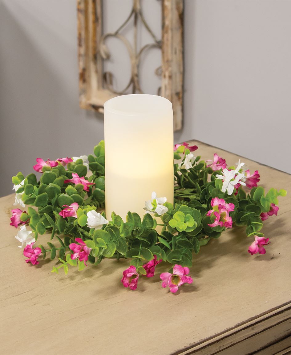 Col House Designs - Wholesale Pink & White Paper Wildflower Candle Ring, 6