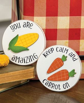 Picture of Keep Calm and Carrot On Mini Round Easel Sign, 2 Asstd.