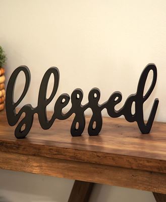 Picture of Blessed Script Word Shelf Sitter