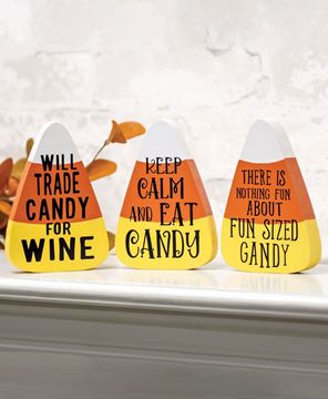Picture of Will Trade Candy For Wine Chunky Candy Corn Sitter, 3 Asstd.