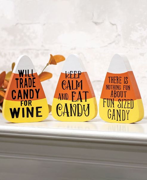 Picture of Will Trade Candy For Wine Chunky Candy Corn Sitter, 3 Asstd.