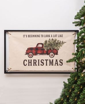 Picture of Christmas Buffalo Check Truck Fabric Sign