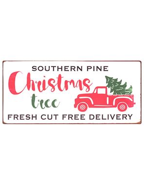 Picture of Red Truck Southern Pine Christmas Tree Metal Sign