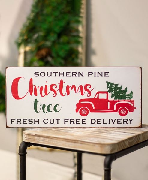 Picture of Red Truck Southern Pine Christmas Tree Metal Sign