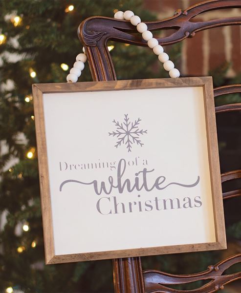 Picture of White Christmas Beaded Sign