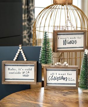 Picture of All I Want For Christmas Beaded Mini Pinstripe Sign, 3 Asstd.
