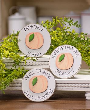 Picture of Peachy Keen Mini Round Easel Sign, 3 Asstd.