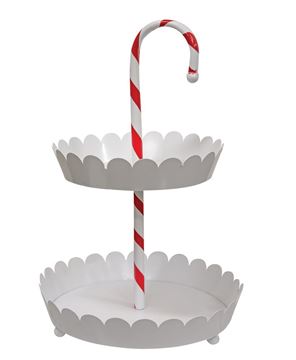 Picture of Candy Cane Two-Tiered Tray