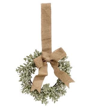 Picture of Flocked Boxwood Wreath w/Burlap Bow