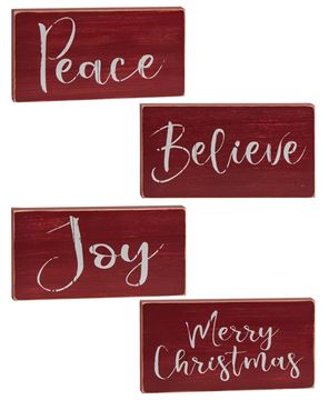 Picture of Holiday Script Red Word Block, 4 Asstd.