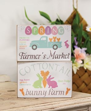 Picture of Cottontail Bunny Farm Block Sign, 2 Asstd.