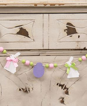 Picture of Beaded Wooden Easter Bunny & Eggs Mini Garland