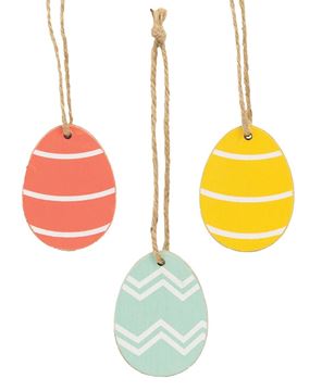 Picture of Wooden Easter Egg Ornaments, 6/Set