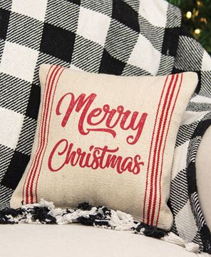Picture of Merry Christmas Red Striped Pillow