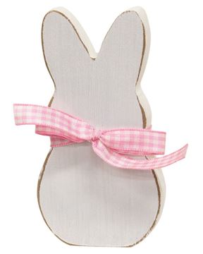 Picture of White Peep Bunny Sitter w/Pink Check Ribbon