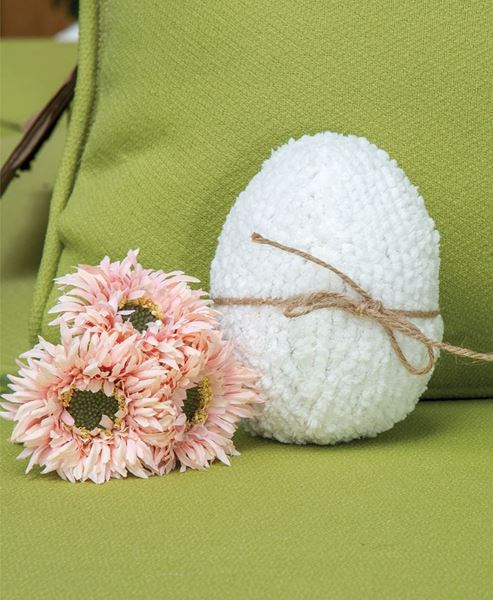 Picture of Stuffed White Chenille Egg w/Jute Bow