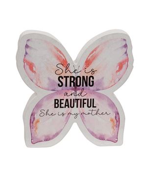 Picture of She Is Strong and Beautiful Wooden Butterfly Sitter