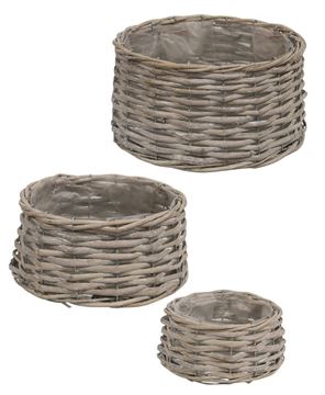 Picture of Graywashed Willow Planter Baskets, Short, 3/Set