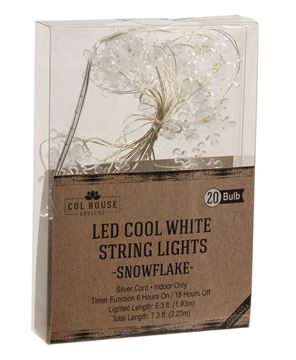 Picture of Cool White Snowflake LED Timer Lights, 20 Count