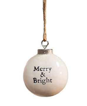 Picture of Merry and Bright White Ceramic Ornament