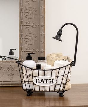 Picture of Black Metal Bathtub & Shower Head Basket