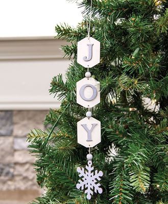 Picture of Joy Wooden Tag & Snowflake Garland