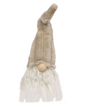Picture of Small Plush Beige Gnome with Ribbed Hat