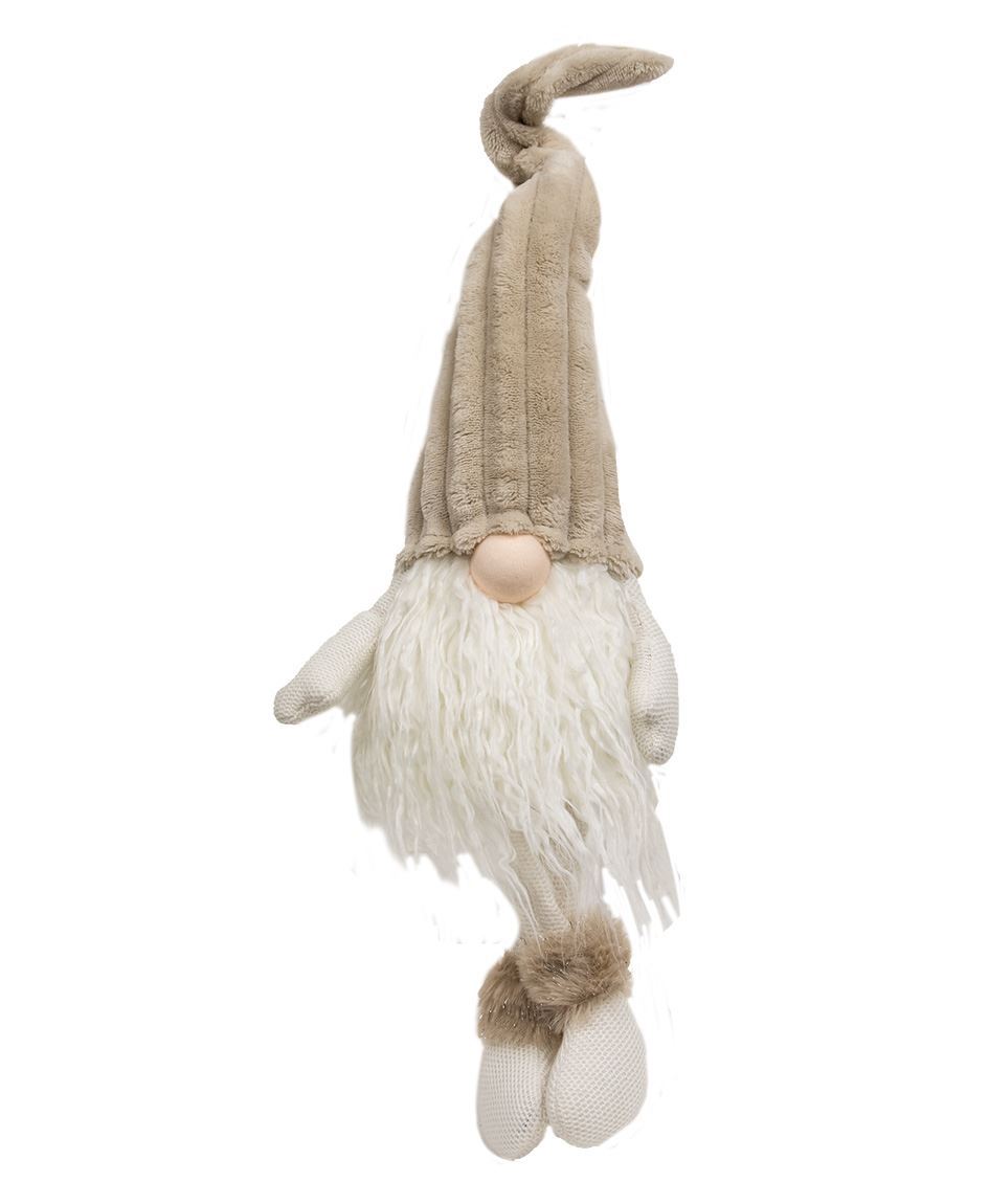 Col House Designs - Wholesale| Dangle Leg Plush Beige Gnome w/Ribbed Hat